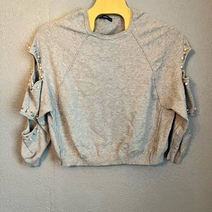 COPY - Zara Womens Gray Sweater Size Medium Cutout Pearl Sweater
